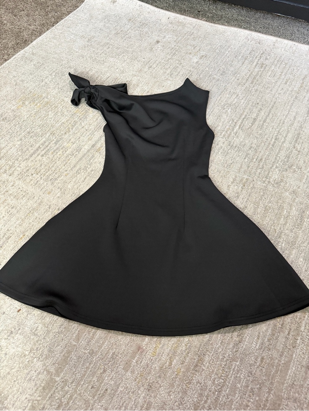 Women’s One-Shoulder Black Dress with Shoulder Tie